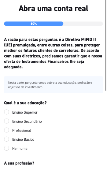 abrir conta cliente diretiva mifid ii ue