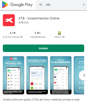 abrir conta xtb app store ou google play