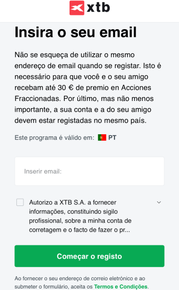 abrir conta xtb email oferta acoes gratis