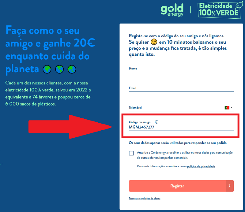 codigo amigo goldenergy