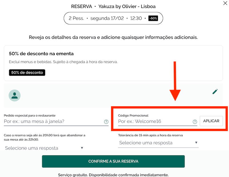 codigo promocional the fork
